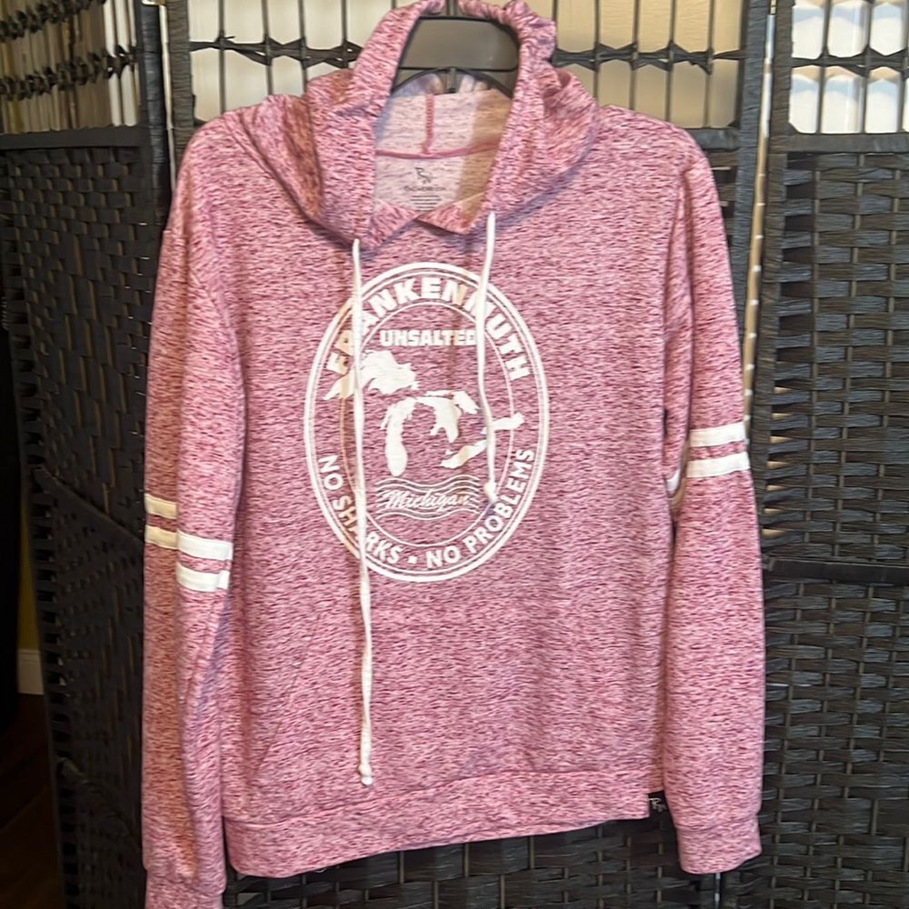 RagβwearΒ Hoodie Pink & White Sweatshirt pullover Size Large
